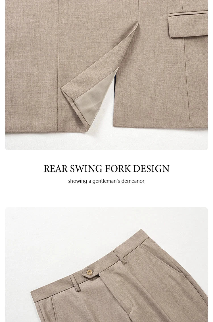 ST Cassy Elegant man suit for wedding peach Slim Fit Double GlowCart