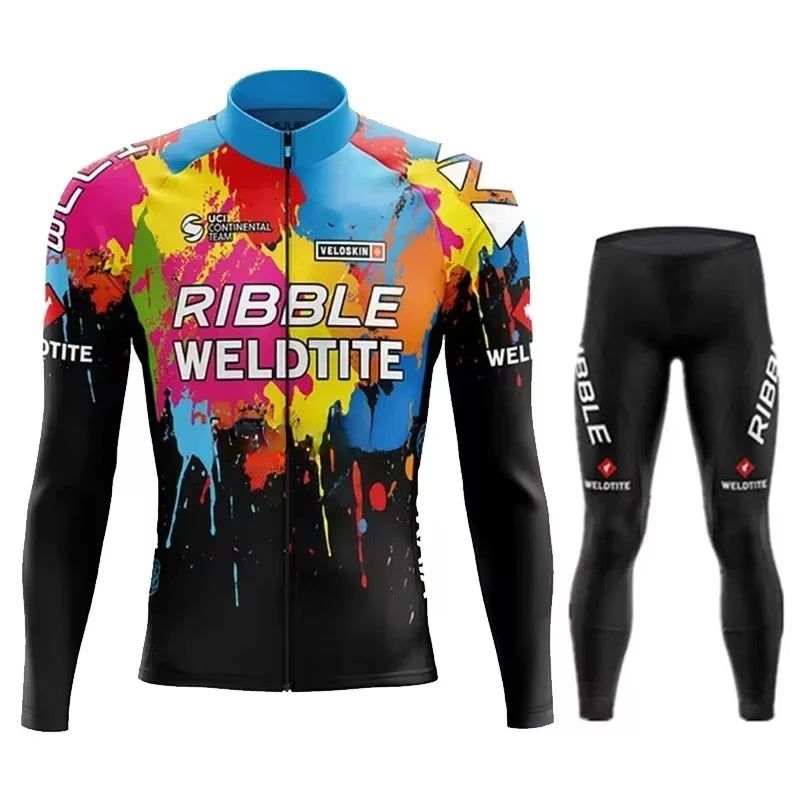 White  Cycling Jersey Set Ribble Weldtite Cycling Clothing Autumn Men Road Bike Shirt Bicycle Tights Mtb Maillot Culotte GlowCart