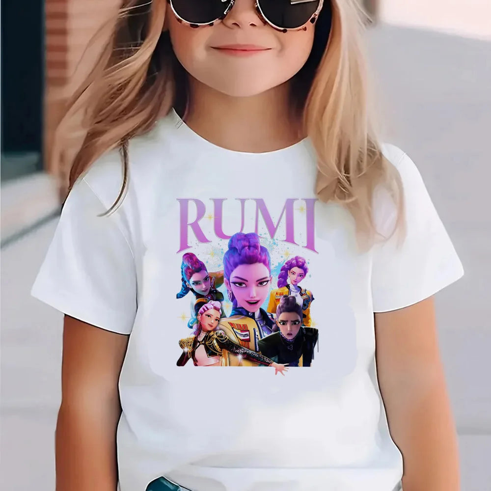 Kpop Demon Hunters Children's Clothing Short Sleeve T-shirt Cute Kpop Demon Hunters T Shirt Harajuku Tshirt for Boys Girls GlowCart