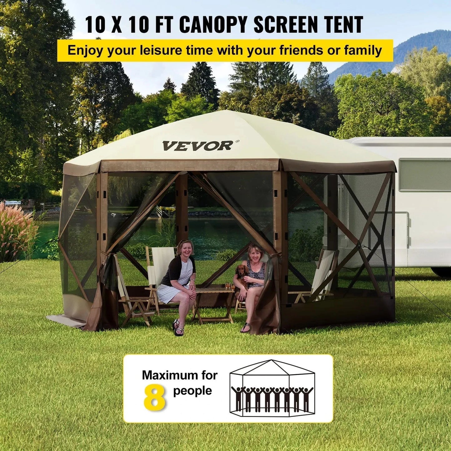 Waterproof Screen Shelter w/Portable Storage Bag 8 Person GlowCart