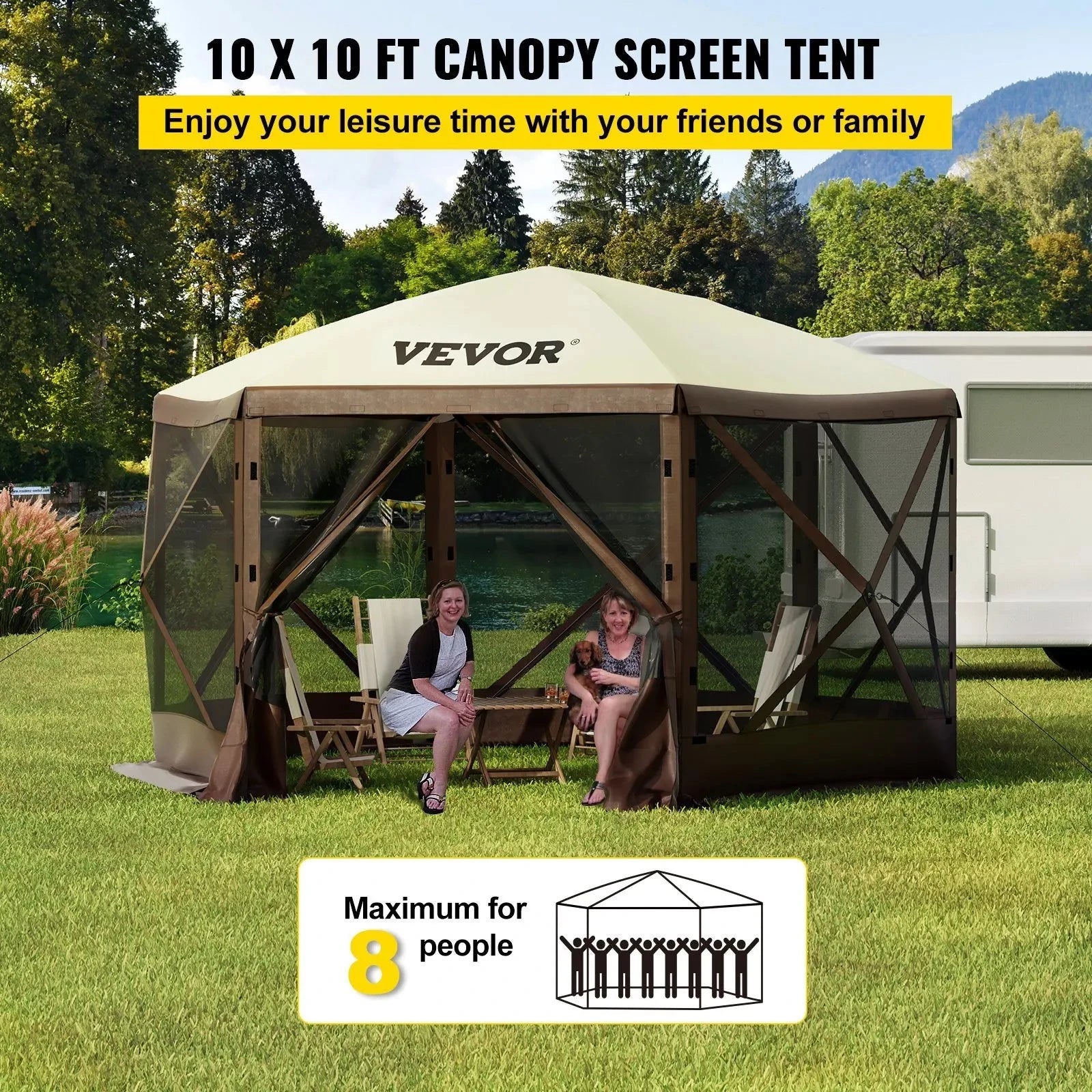 Waterproof Screen Shelter w/Portable Storage Bag 8 Person GlowCart