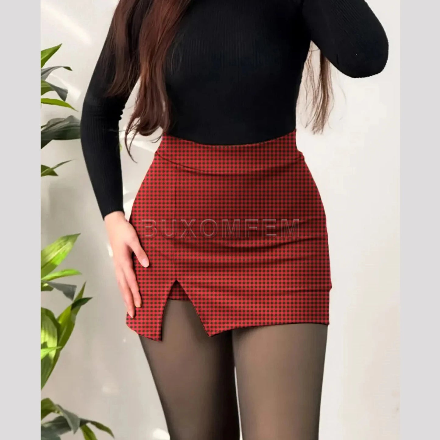 2024 New Women's Split Shorts Skirt Slimming Sexy Mini Plaid GlowCart