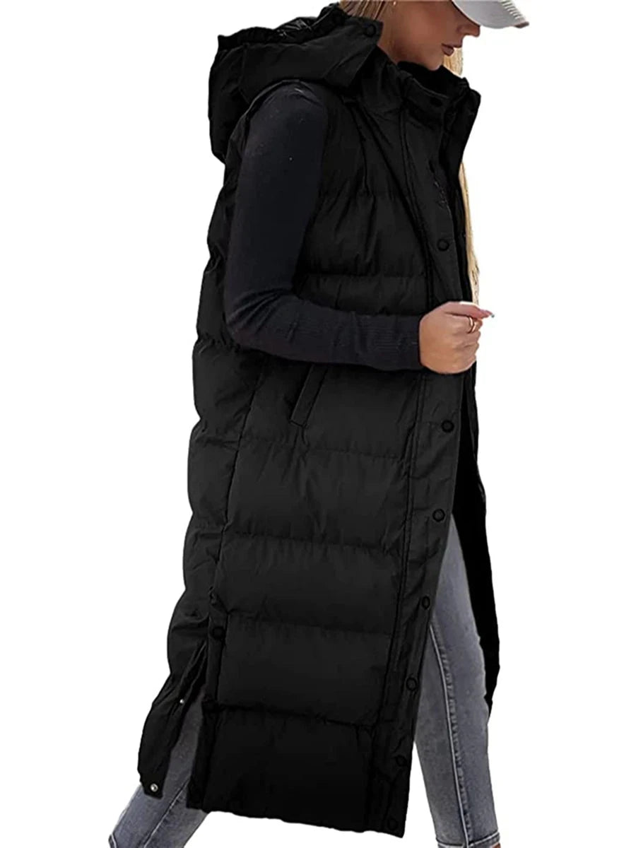 Women s Quilted Puffer Vest with Hood Sleeveless Zip-Up GlowCart
