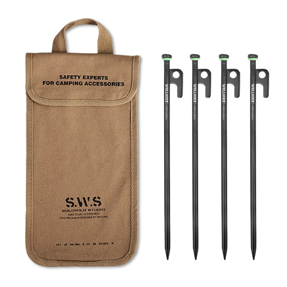 4/8 Pack Forged Steel Tent Pegs with Storage Bag Heavy Duty GlowCart