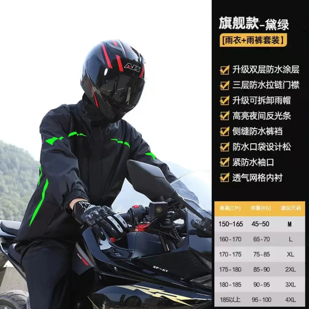 2025 New Motorcycle Raincoat Jacket Men Windproof Split Rain GlowCart