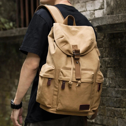 MOYYI Men Vintage Canvas Backpack Large Capacity 15.6inch GlowCart