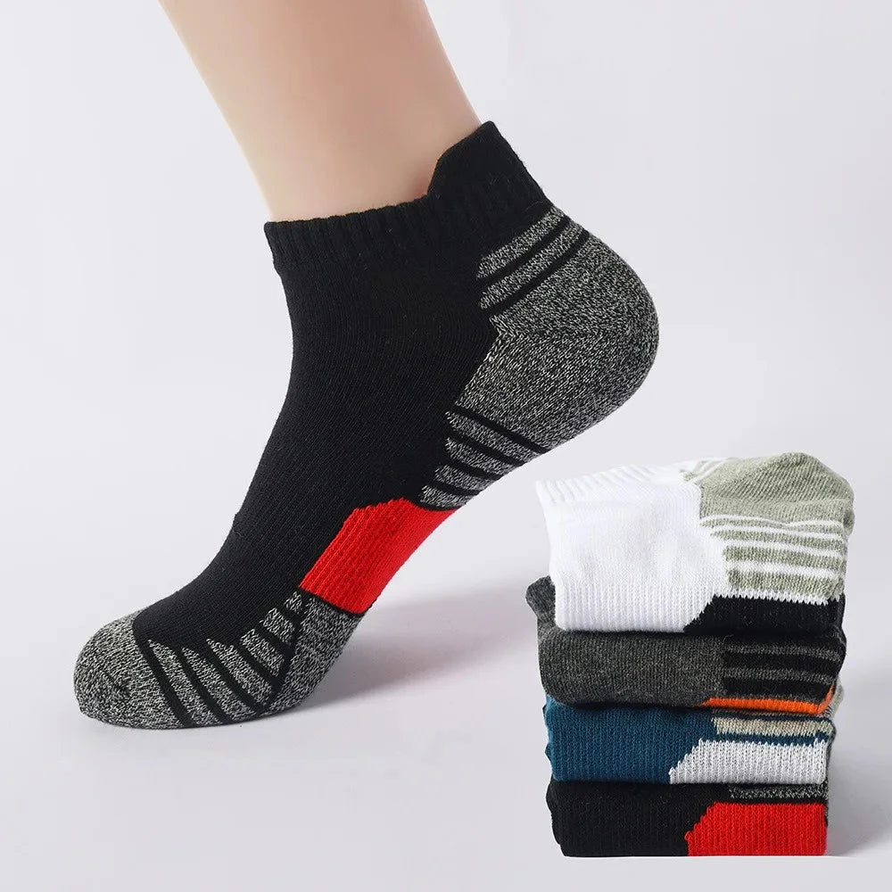 5 Pairs Men's Four Season Cotton Breathable Sports Socks Set Male Sport Ankle Socks Basketball Running Socks For Men GlowCart