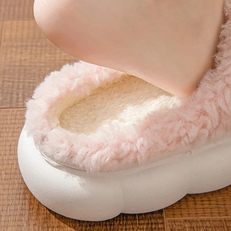 Winter Warm Fur Slippers for Women Cute bow House Non Slip GlowCart