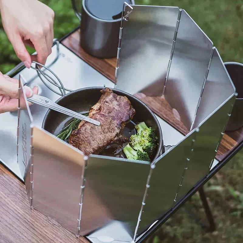 Stainless Steel Foldable Gas Stove Windshield 12/14/16 GlowCart