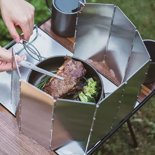 Stainless Steel Foldable Gas Stove Windshield 12/14/16 GlowCart