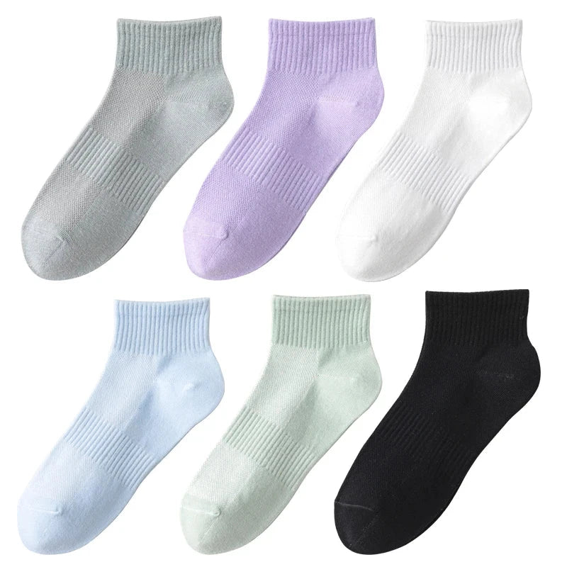 6 pairs of short socks for women, 100% cotton, sweat GlowCart