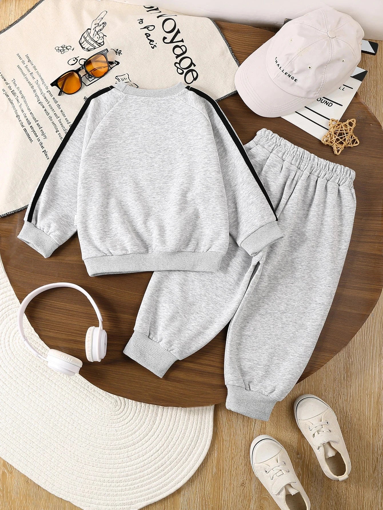 @New Kids Boy Casual Letter Print Sweatshirt Sets for Children fashionable  Baby Girl Clothes Tracksuit Soft Long Sleeve Top and GlowCart