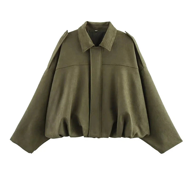 Women's Bomber Jackets Coats Fashion Turn-down Collar Long GlowCart
