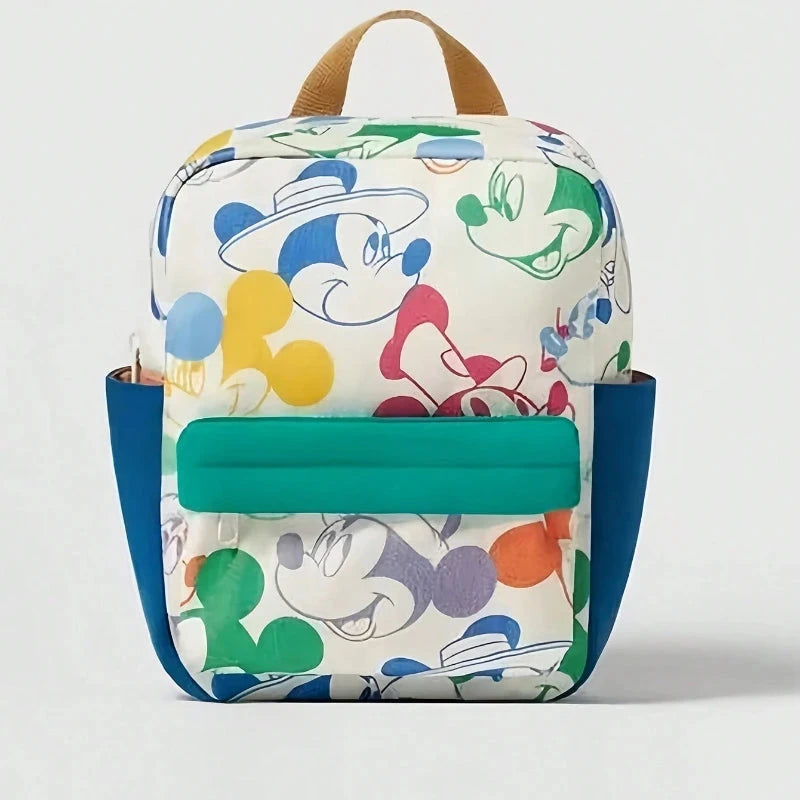 MINISO New Mickey Mouse Cartoon Fashion Backpack Women's Minnie Canvas School Bag Large Capacity Backpack Girls Mochila GlowCart