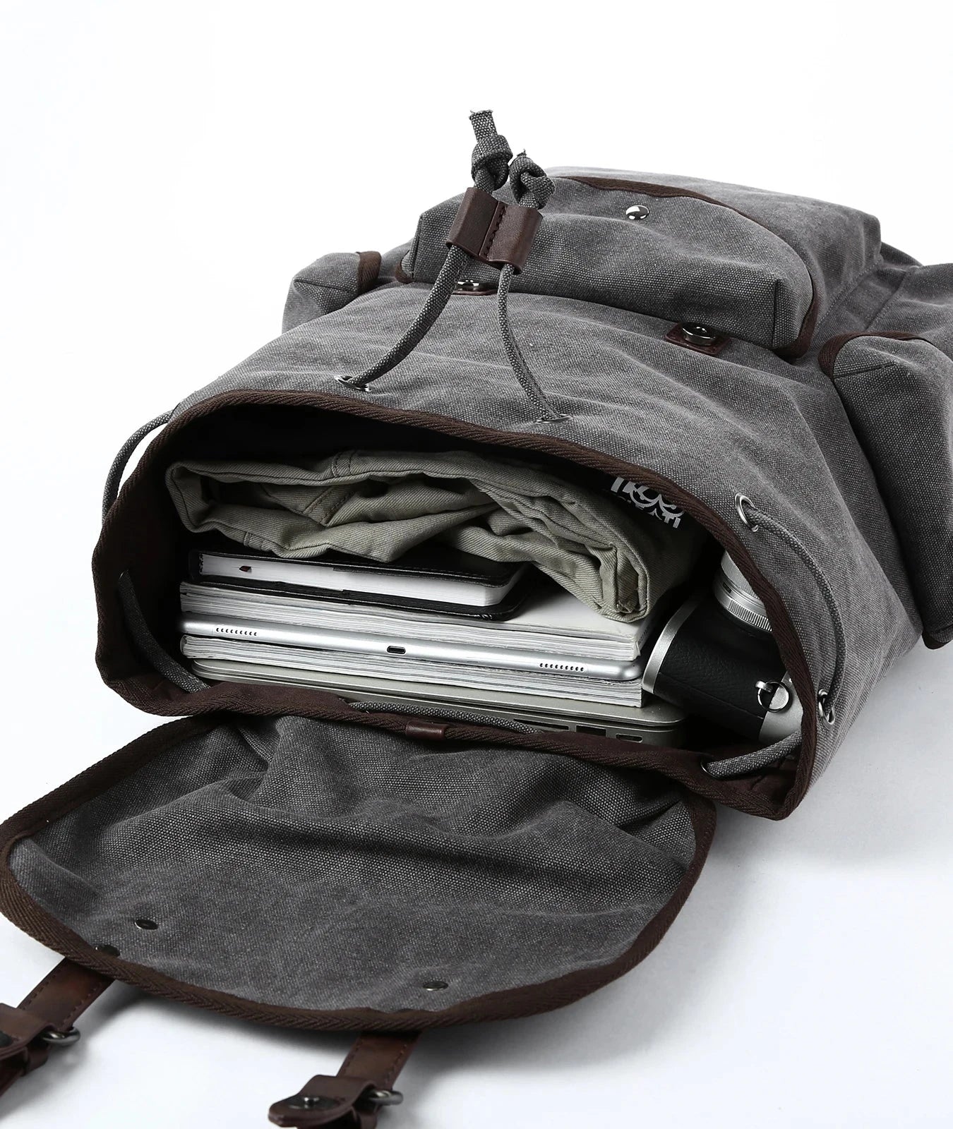 Men Canvas Vintage Backpack Men 30L Large Travel Rucksack GlowCart