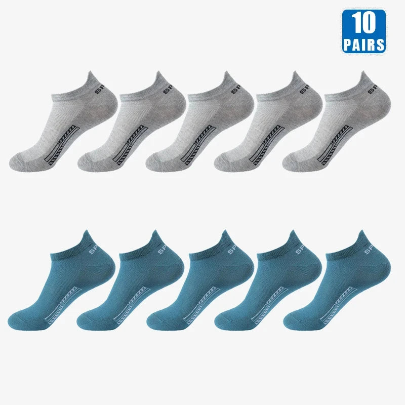 5/10 Pairs Cotton Men's Short Socks Crew Ankle Breathable Mesh Sports Casual Women Summer Low-Cut Thin Sock for Male GlowCart