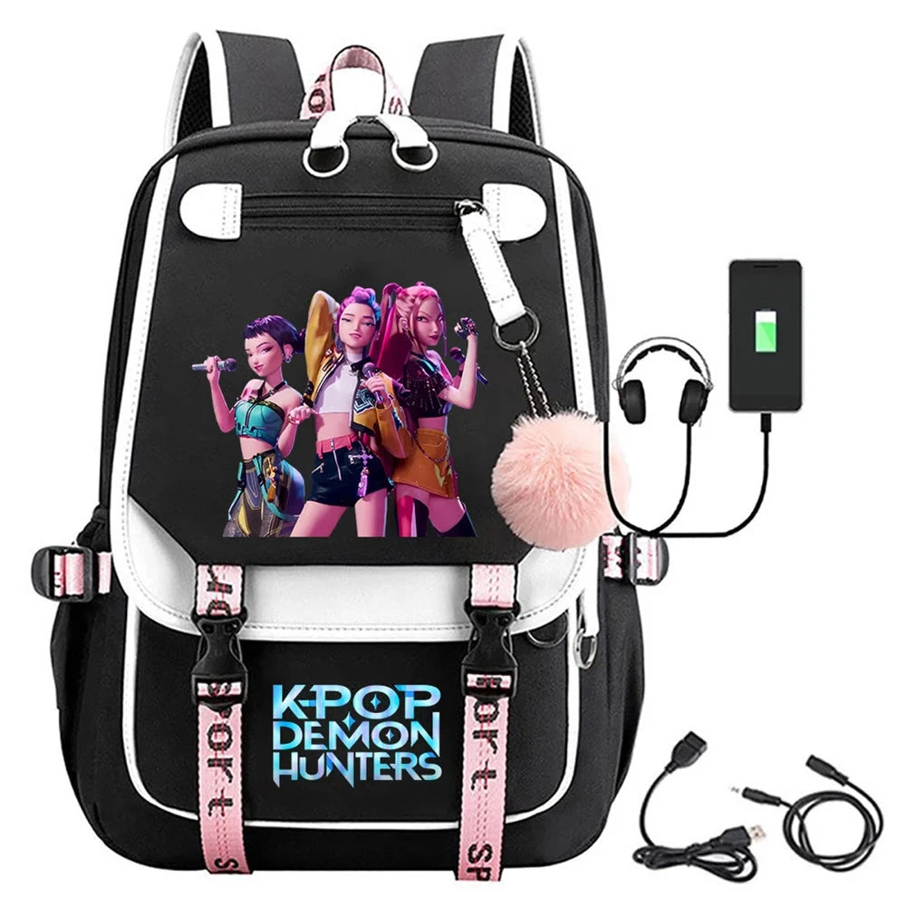 School Backpack for Students KPop Demon Huntes Daily Bagpack 2025 Hot Movie Print Backpacks for Girl Boy Laptop Usb Port Bag GlowCart
