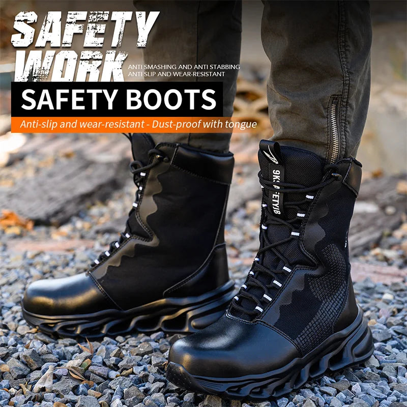 Safety Shoes Men Boots High Top Work Sneakers Steel Toe Anti-smash Puncture-Proof Work Boots Breathable Indestructible Shoes GlowCart