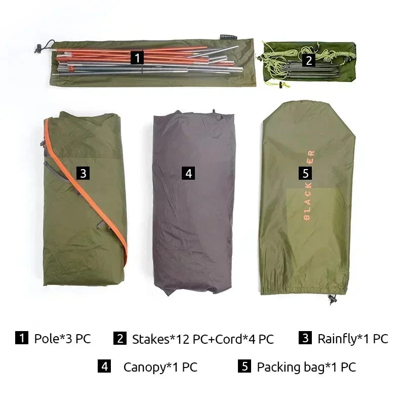 BLACKDEER Camping Tent Lightweight Backpacking New Travel GlowCart