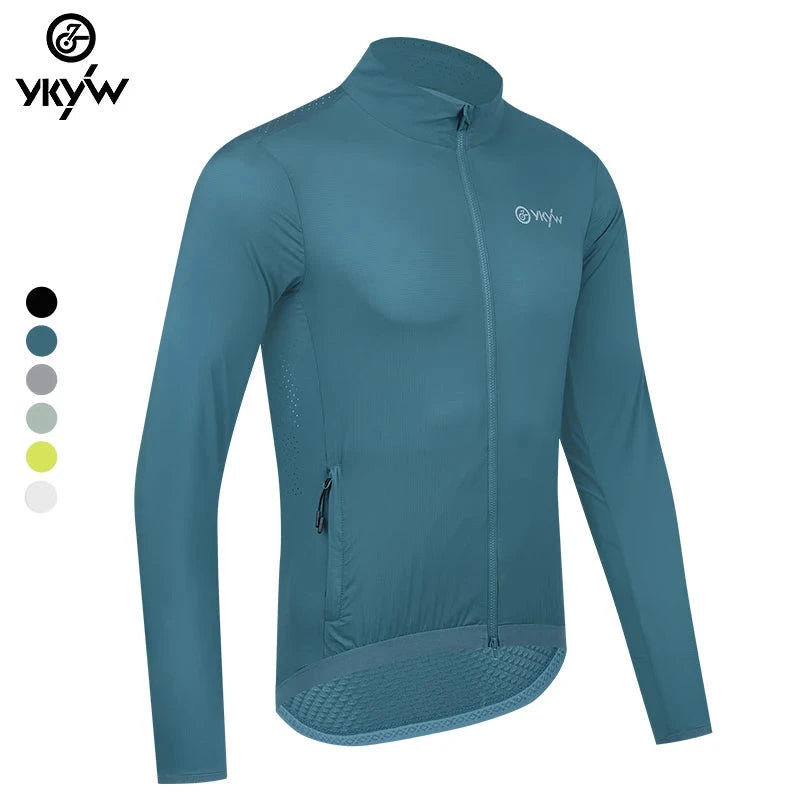 YKYW Men Windproof Waterproof Long Sleeve Cycling Jacket YKK Double Zipper Breathable MTB Bike Clothing Tops Pro Team Jersey GlowCart