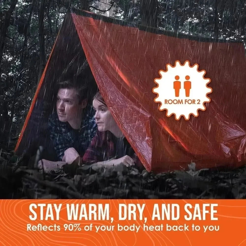 2 Person Emergency Shelter Bivy Survival Tent Kit Mylar Tube GlowCart