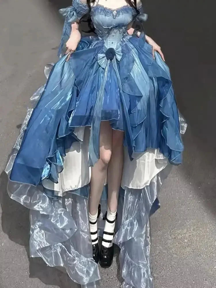 Dophee Original Lolita Trailing Puffy Dress Women Short GlowCart