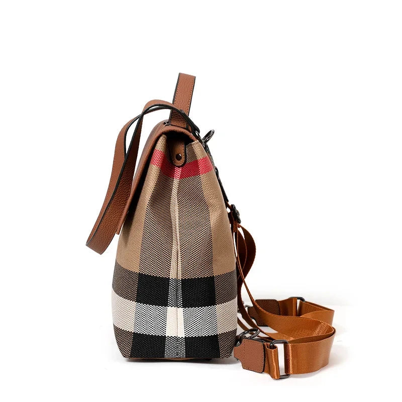 AIDRANI Canvas and cowhide patchwork college style pattern GlowCart