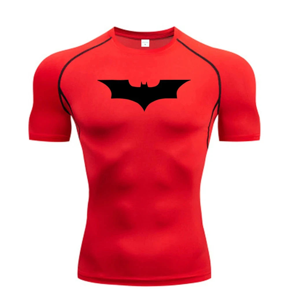 Bat Printed Men's Tight T-Shirt Running Compression GlowCart