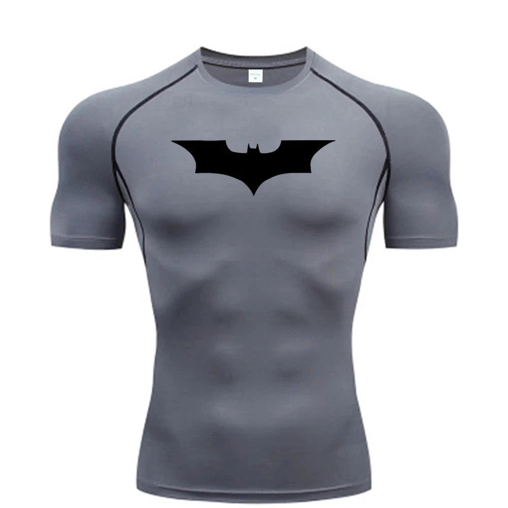 Bat Printed Men's Tight T-Shirt Running Compression GlowCart