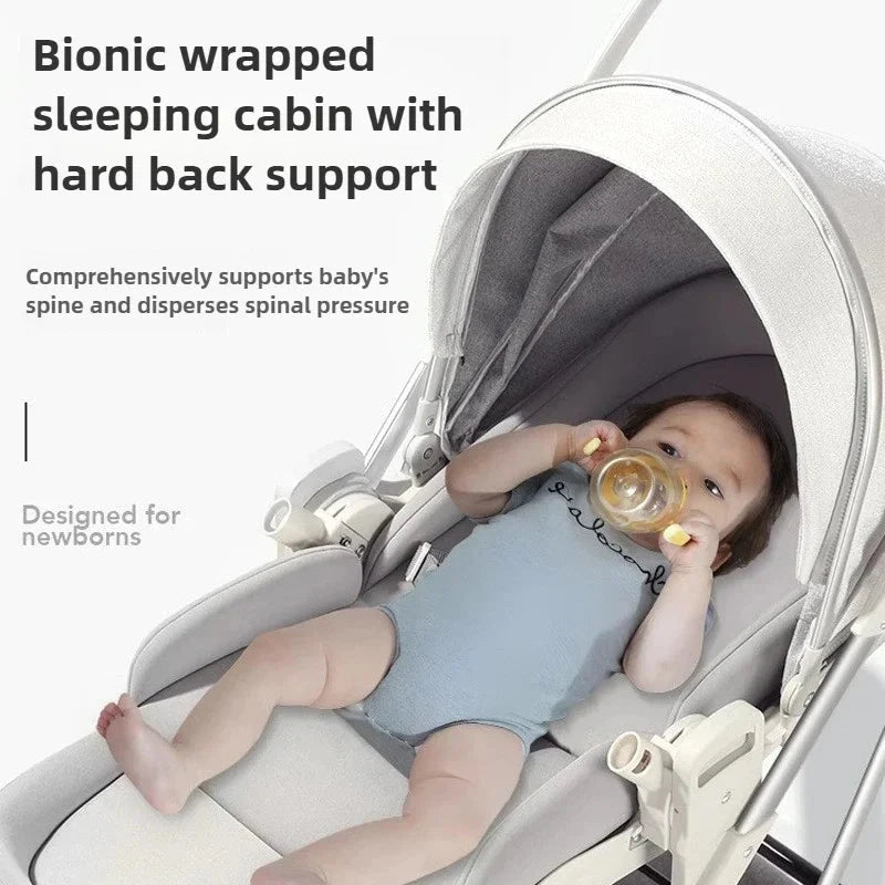 Two-way Baby Stroller, Can Sit or Lie Down,Lightweight and Foldable Baby Stroller, High View, Comfortable, Shock-absorbing GlowCart