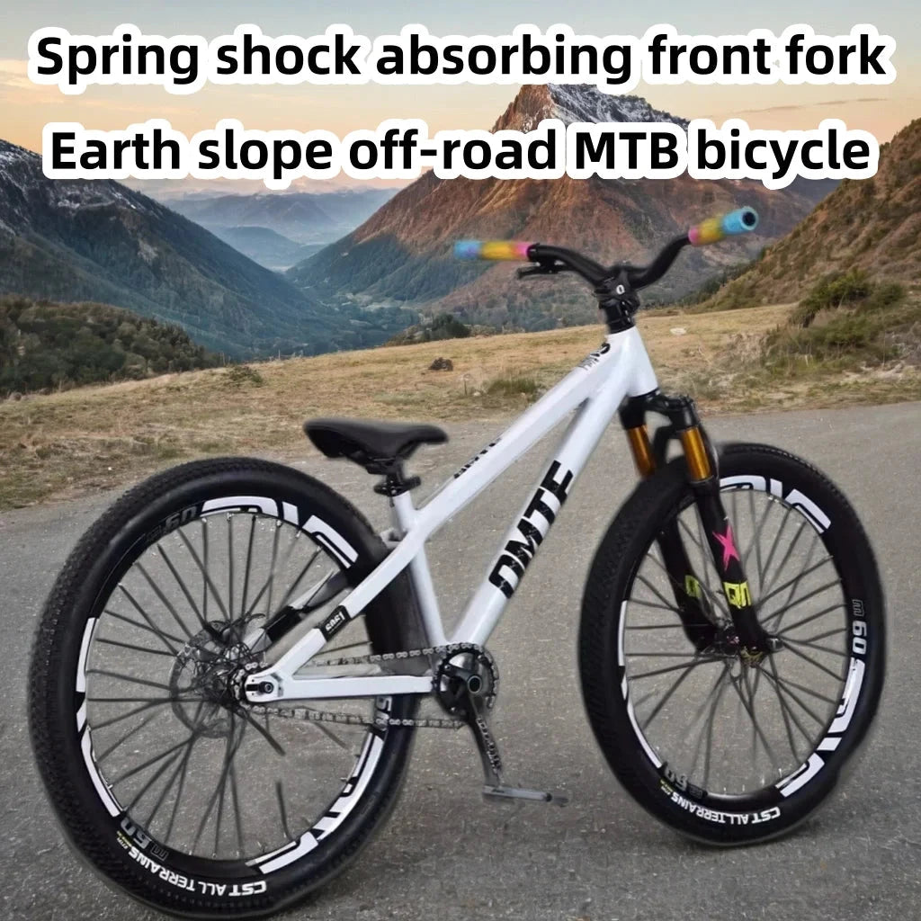 26inch Single Speed XC Mountain Bike AM Mtb Bike Cross Country Bicycle High Strength Frame Oil Disc Brake Oil and Spring Fork GlowCart