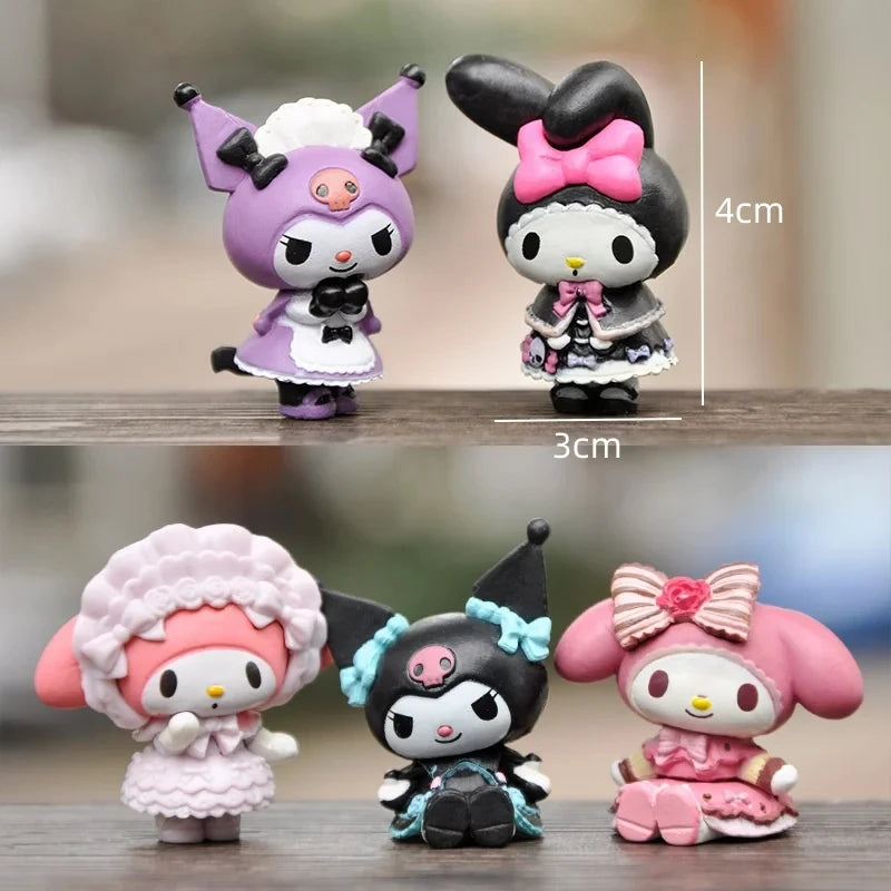 5pcs 3-4cm Action Figures Cinnamoroll Kuromi Melody Cartoon