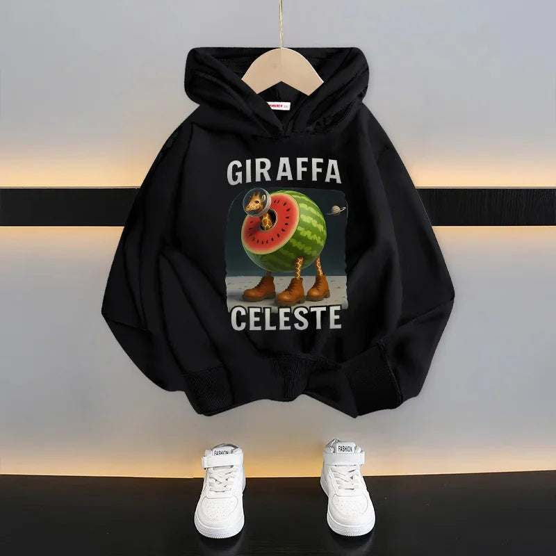 Italian Brainrot Kids Hoodie Funny Cartoon Graphic Thin Sweatshirts Tung Tungtung Sahur Casuals Long Sleeves Tops Boys Clothes GlowCart