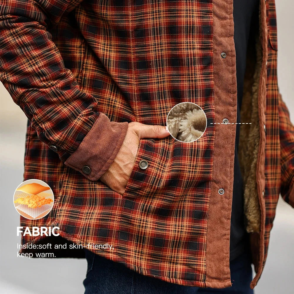 Men's Jackets Winter Windproof Warm Casual Bomber Coat Plaid GlowCart