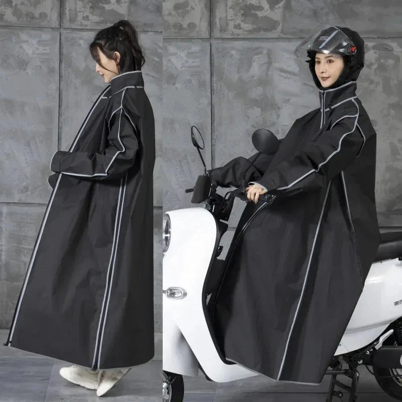 2023  Raincoat Women/Men Zipper Hooded Poncho Motorcycle GlowCart