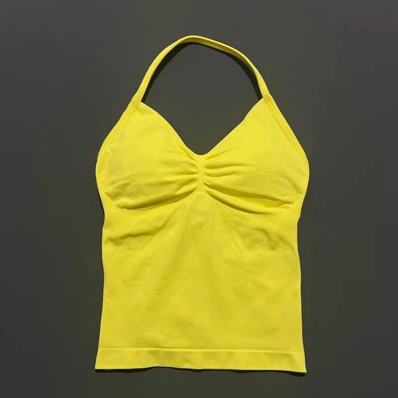 HISTELLO Impact Longline Strappy Top Sports Yoga Vest Women Fitness Tank Top Gym Beautiful Open Back Bra Running Workout Halter GlowCart