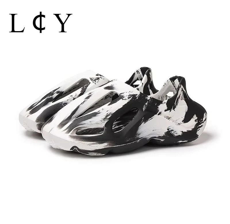 Men's and Women's Slippers Summer Beach Hole Shoes Outdoor Anti Slip Lace Up Dyeing Designer Personalized Hollow Shoes 2025 New GlowCart