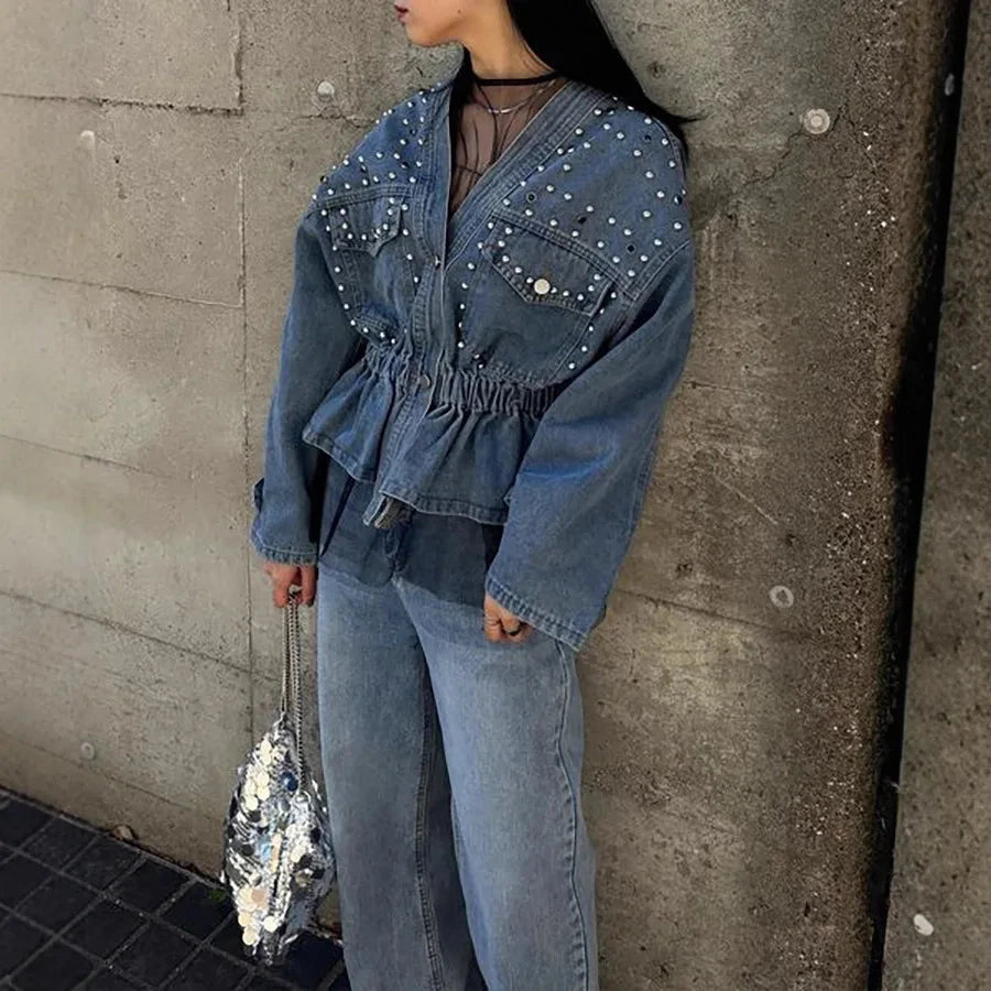 Y2k Denim Jeans Coat Cotton Women Button Spring Autumn Ropa GlowCart