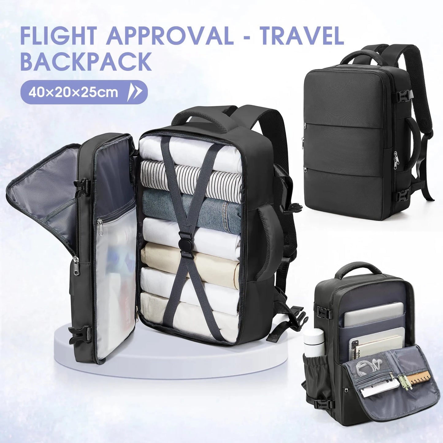 Notebook Backpack Travel 40x20x25 Ryanair Laptop Bag Men GlowCart