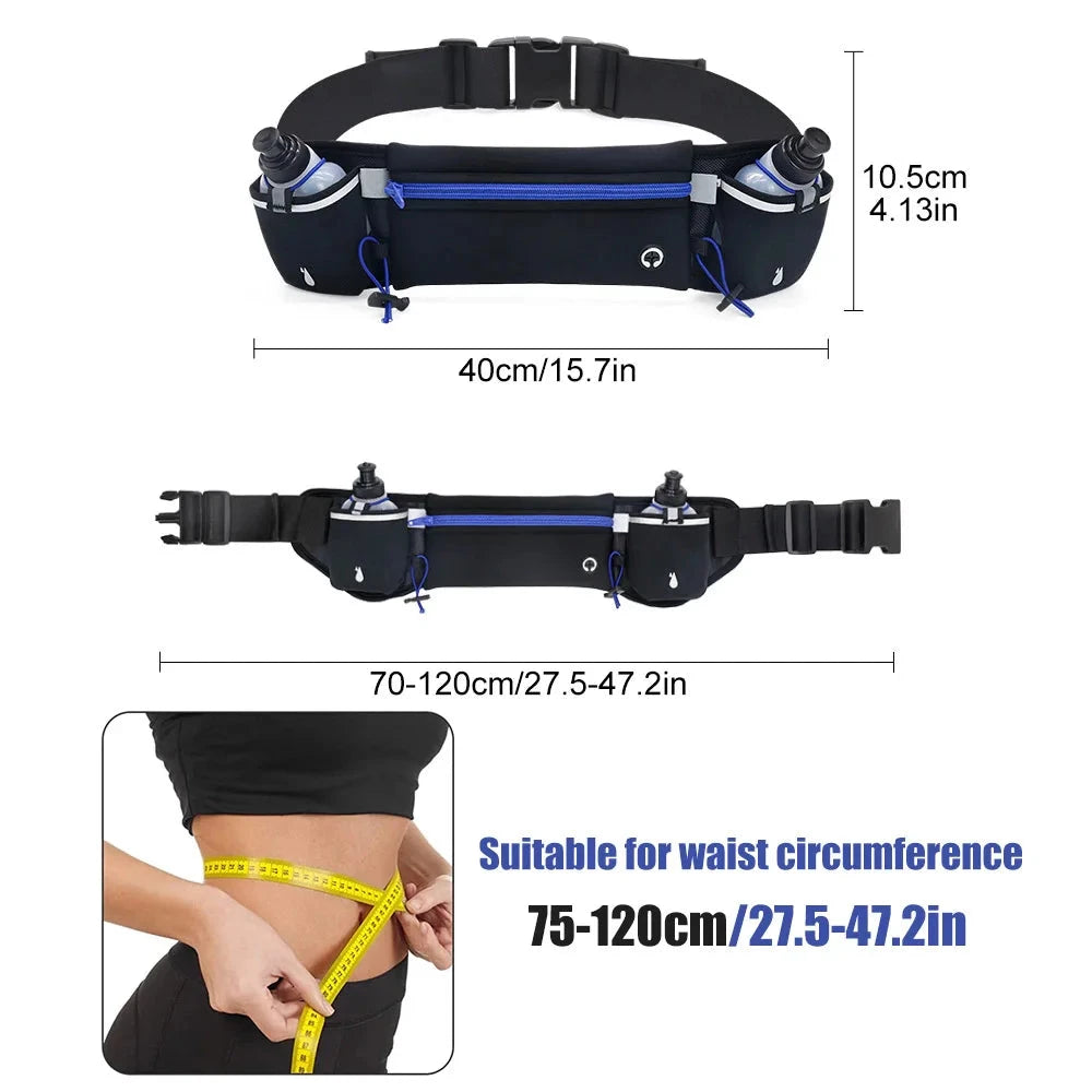 1PCS Running Belt with Water Bottles, Hydration Belt, Water Bottle Holder Running Pouch Belt, Waist Pack for Hiking Climbing GlowCart