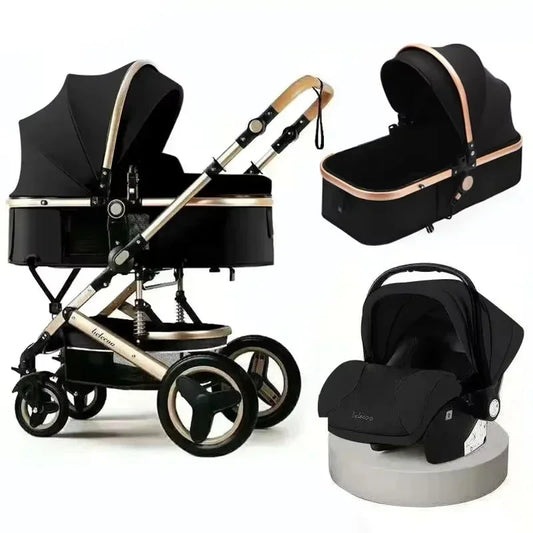 Baby stroller 3 in 1 with car seat 530D baby carriage removed sleeping basket two-way travel stroller High quality Belecoo GlowCart