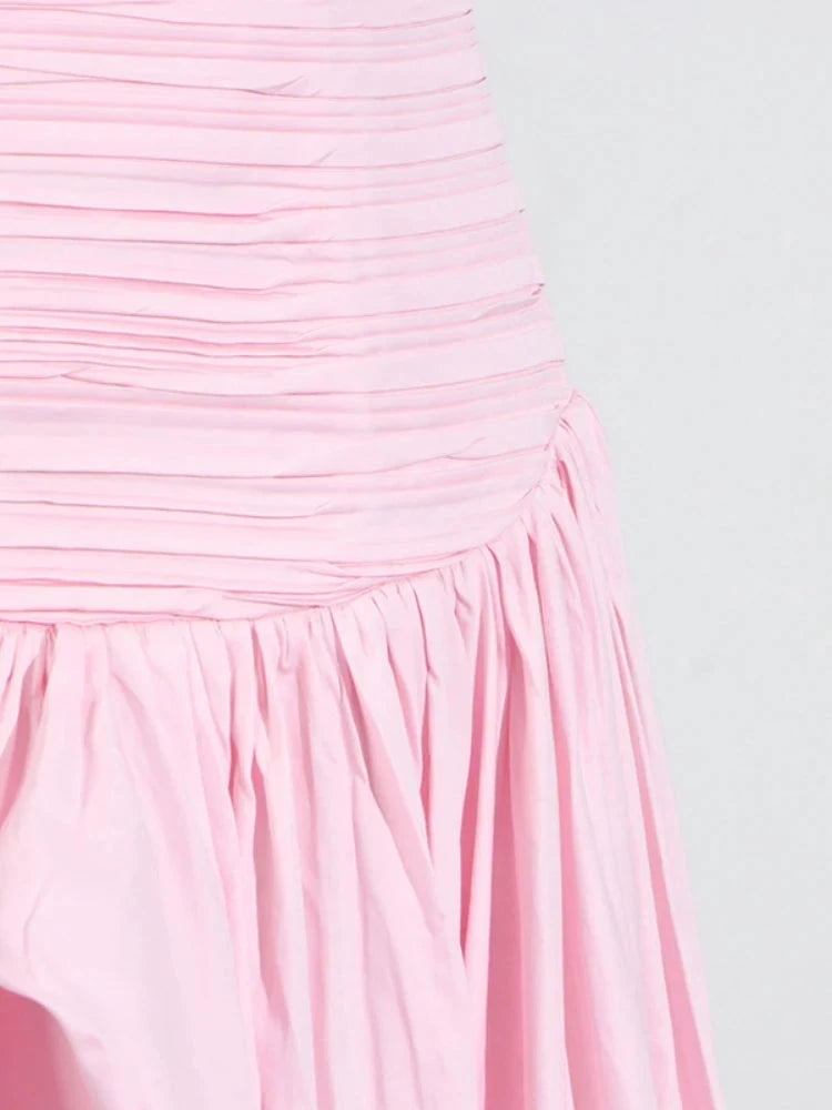 Sexy Strapless Printed Split Deign Long Bubble Dress Women GlowCart