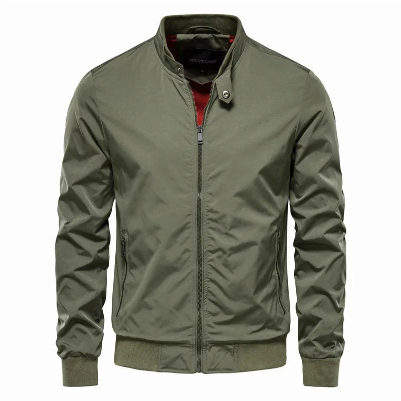 AIOPESON Solid Color Baseball Jacket Men Casual Stand Collar GlowCart