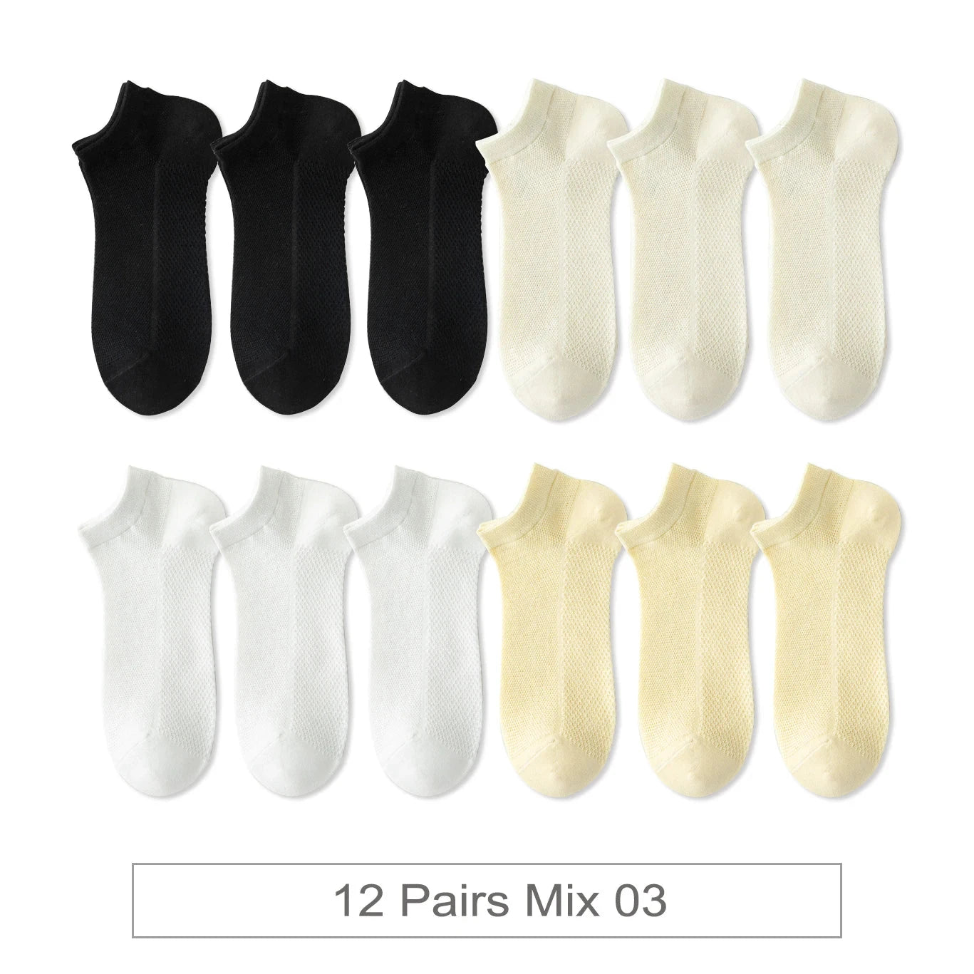 12 Pairs New Woman Cotton Socks Short Thin Mesh Breathable GlowCart