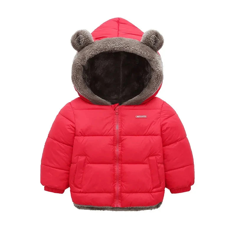 Boys Girls Thick Jackets Winter Kids Padded Fleece Warm Coats Children Hooded Cotton Outerwear Kids Clothes Cashmere Snowsuit GlowCart