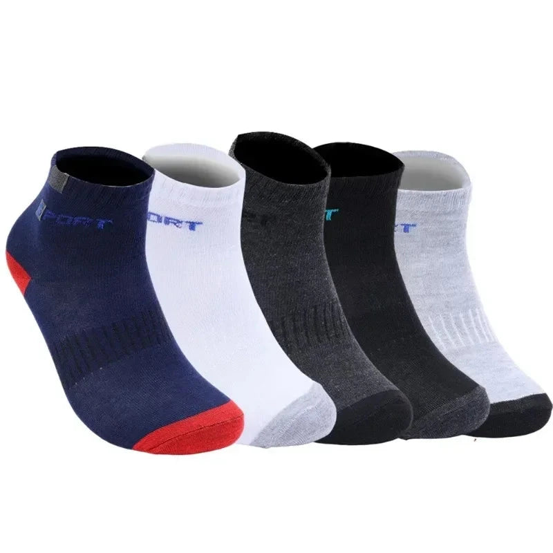Cotton Sock for Men Sport Breathable Soft Letter Fashion Sneakers High Elastic Middle Tube Stocking Towel Sox Summer Running GlowCart