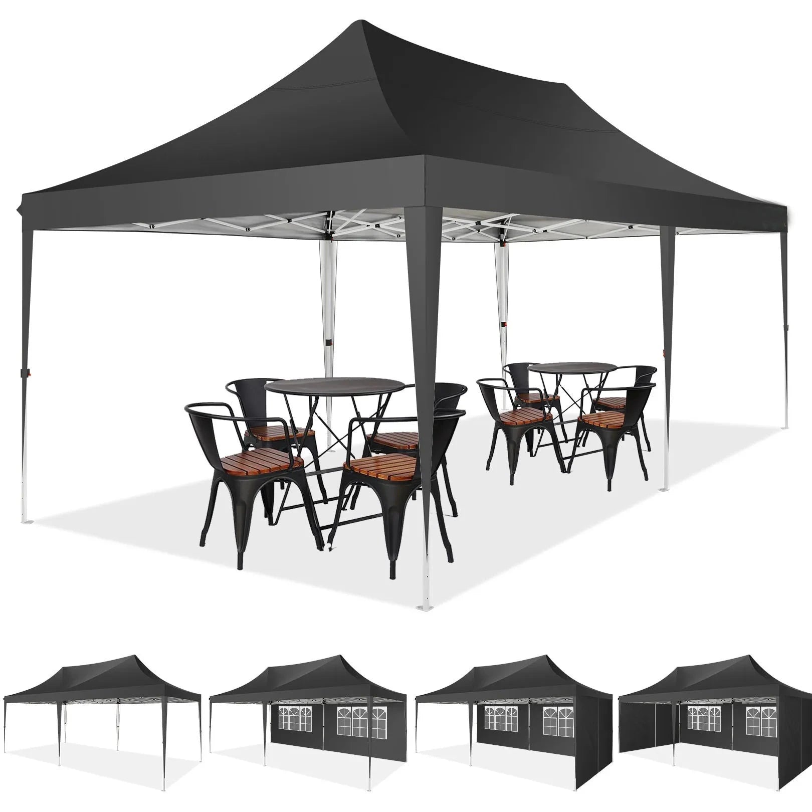 10x20 Pop Up Canopy Tent with 6 Sidewalls, Wedding Party GlowCart