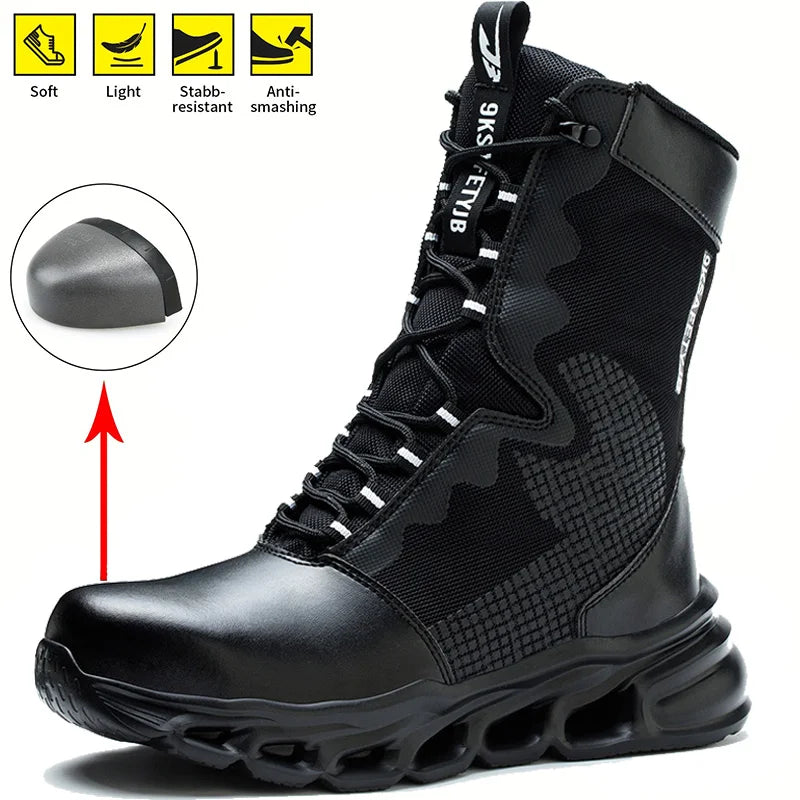Safety Shoes Men Boots High Top Work Sneakers Steel Toe Anti-smash Puncture-Proof Work Boots Breathable Indestructible Shoes GlowCart