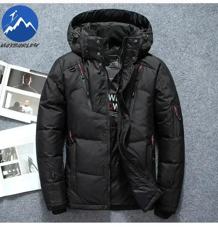 -20 Degree Winter Men White Duck Down Jacket Thick Warm Snow GlowCart