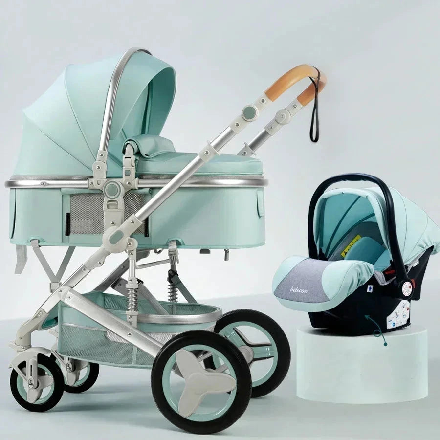 3in1 Baby Stroller With Car Seat,High Landscape  Stroller Luxury Infant Stroller Set Newborn Baby Car Seat Trolley Pushchair GlowCart